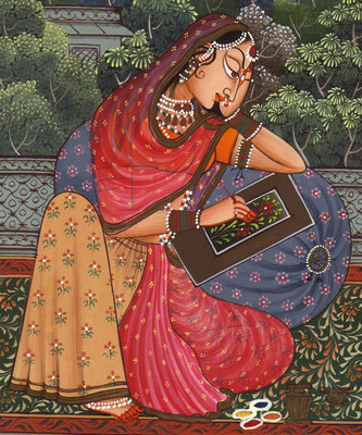 Ragini-Ragamala-HANDMADE-Painting-Rajasthani-India-Ethnic-Folk-Paper-Fine-Art-190775005906